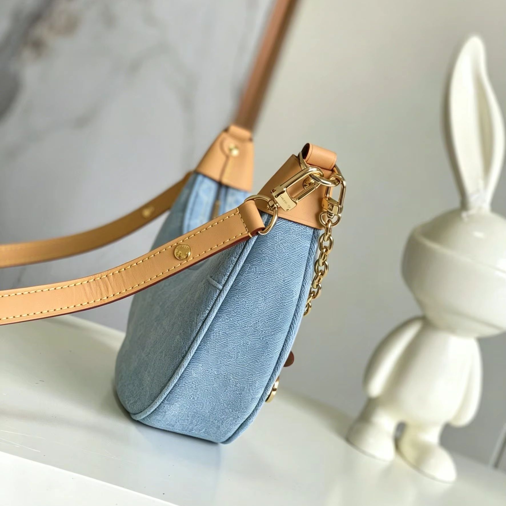 Luxury Bags Blue - Bolso Hobo de Mezclilla Jacquard Azul