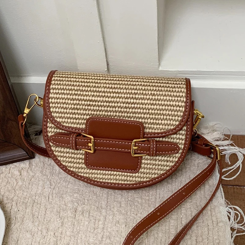 Luxury Bags Women - Mini bolsas de sillín de paja