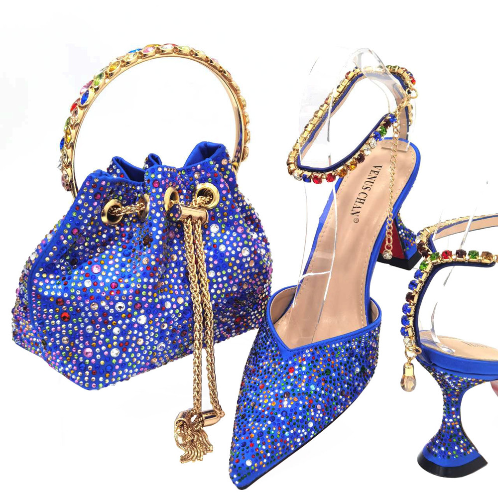 Luxury Bags Blue - Conjunto de zapatos puntiagudos y bolso